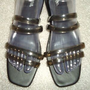 JUSTEAB Women's Black Flat Strapy Sandals Size-10/41 #J